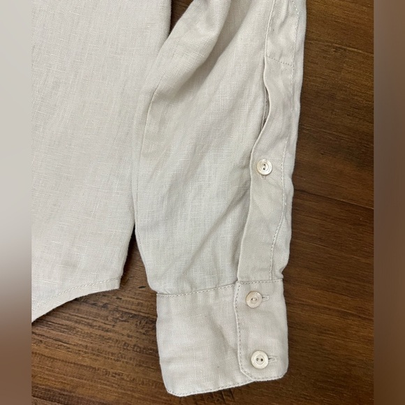 Trina Turk Out of the office Unwind 100% Linen Shirt Size M Flax Beige Color - Picture 4 of 8